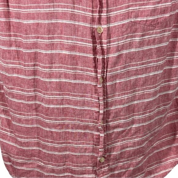 Ben Sherman Pink Striped Casual Button-Down Shirt Linen Blend Size Large - Picture 4 of 12